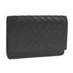 Bottega Veneta Card Case Intrecciato Leather Black