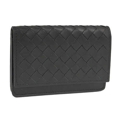 Bottega Veneta Card Case Intrecciato Leather Black