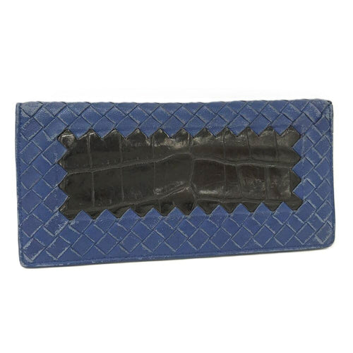 Bottega Veneta Wallet Intrecciato Leather Navy