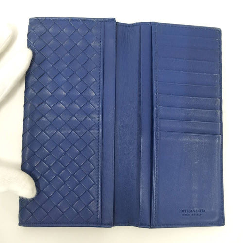 Bottega Veneta Wallet Intrecciato Leather Navy — view 2