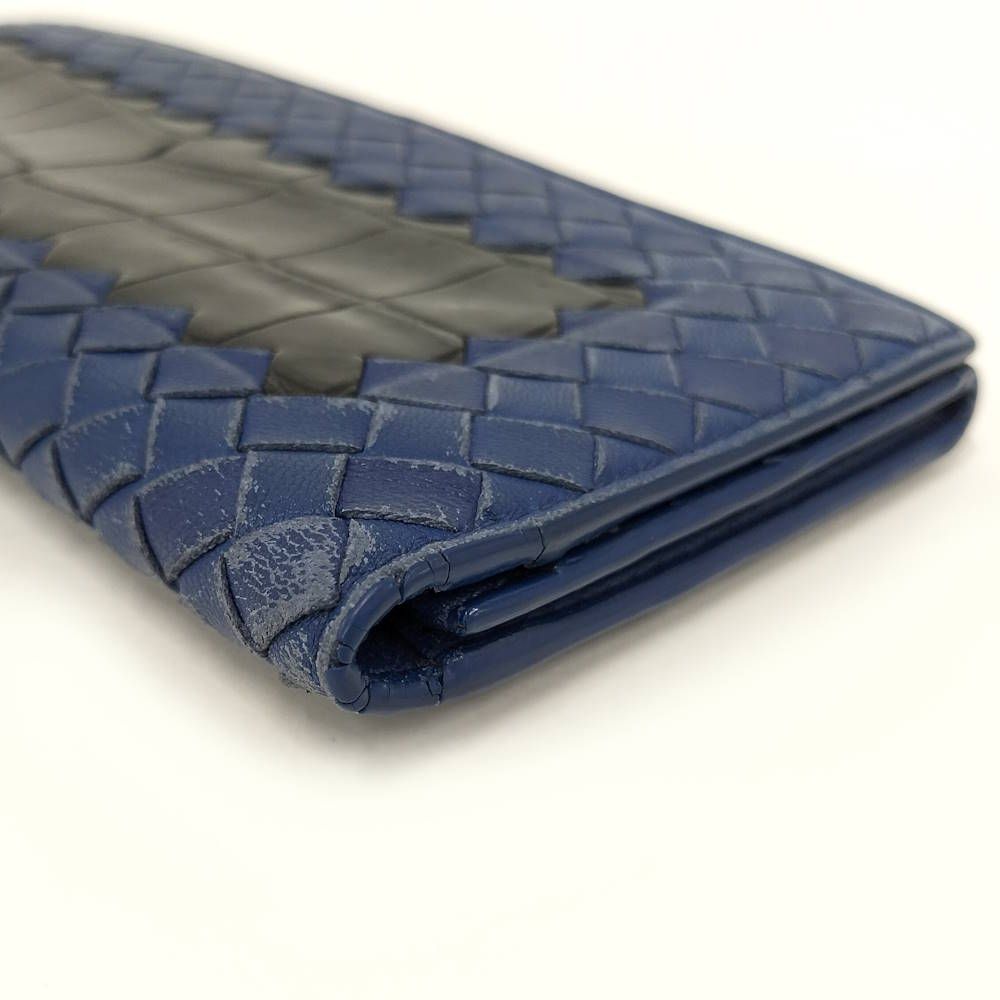 Bottega Veneta Wallet Intrecciato Leather Navy — view 4