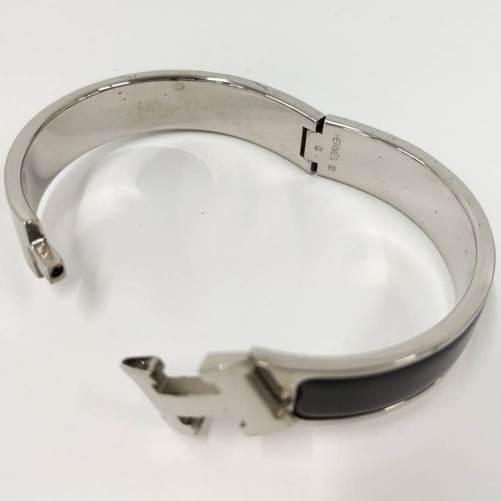 Hermes Clic Clac Enamel Bracelet Plated Black Silver — view 8