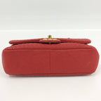 Chanel CC Logo Stitch Double Chain Shoulder Bag Leather Red — view 4