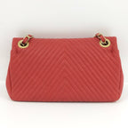Chanel CC Logo Stitch Double Chain Shoulder Bag Leather Red — view 2