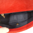 Chanel CC Logo Stitch Double Chain Shoulder Bag Leather Red — view 8