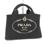 Prada Canapa Tote Handbag Canvas Black