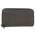 Bottega Veneta Zip Around Wallet Intrecciato Leather Dark Brown