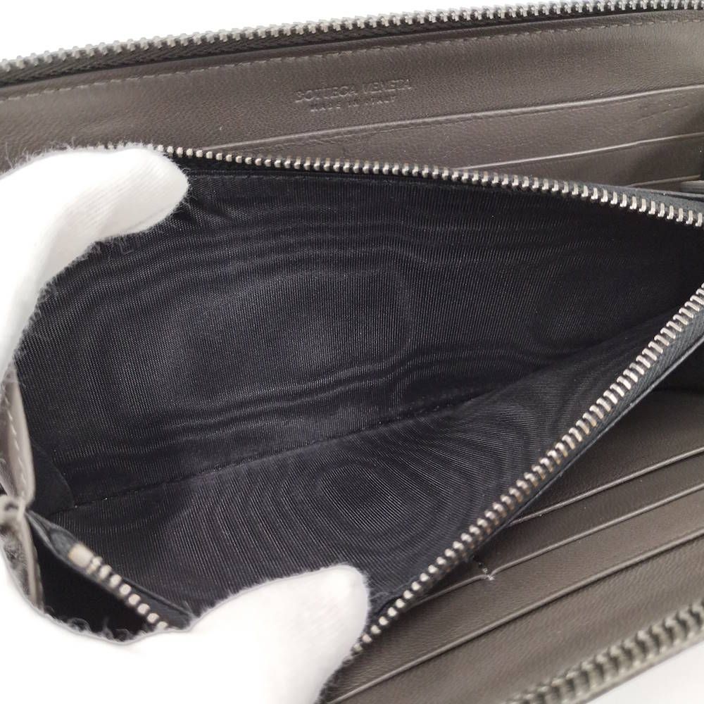 Bottega Veneta Zip Around Wallet Intrecciato Leather Dark Brown — view 8