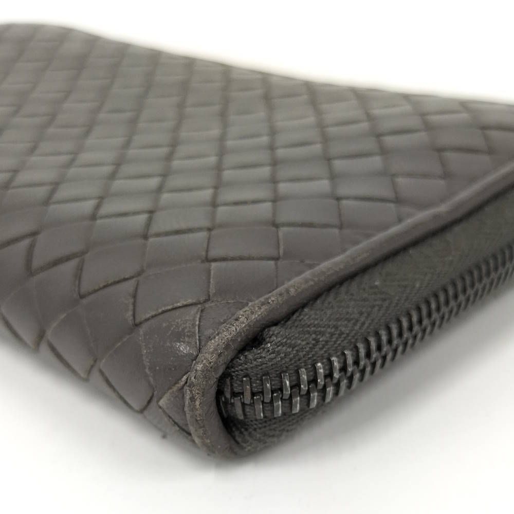 Bottega Veneta Zip Around Wallet Intrecciato Leather Dark Brown — view 4