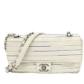 Chanel CC Logo Double Chain Shoulder Bag Enamel White
