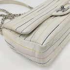Chanel CC Logo Double Chain Shoulder Bag Enamel White — view 3