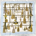 Hermes Carre 90 Pasementerie Silk White Light Blue Multicolor Scarf