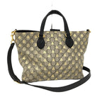 Gucci 2-Way Bag Bee Coating Leather Brown Black