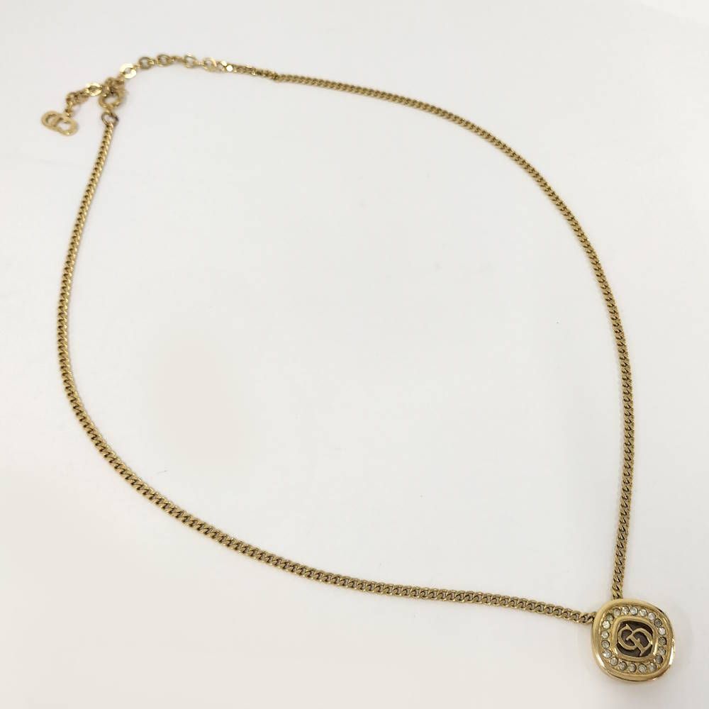 Dior Vintage Necklace Rhinestone Gold — view 5