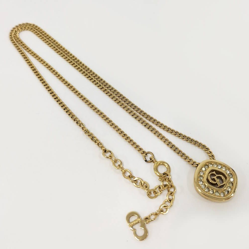Dior Vintage Necklace Rhinestone Gold — view 6