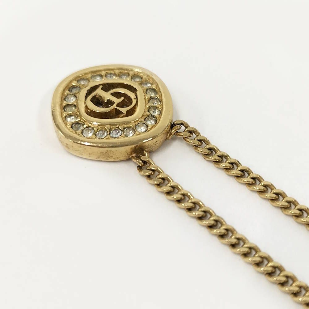 Dior Vintage Necklace Rhinestone Gold — view 4