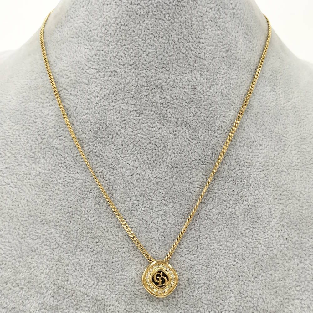 Dior Vintage Necklace Rhinestone Gold — view 9