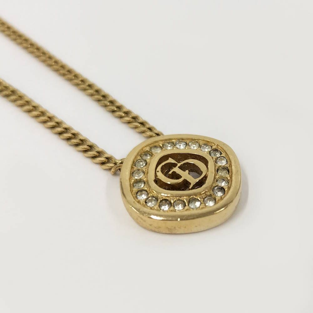 Dior Vintage Necklace Rhinestone Gold — view 3