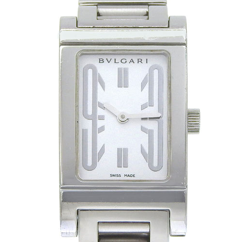 Bvlgari Rettangolo Stainless Steel Silver Quartz Analog Display White Dial Watch
