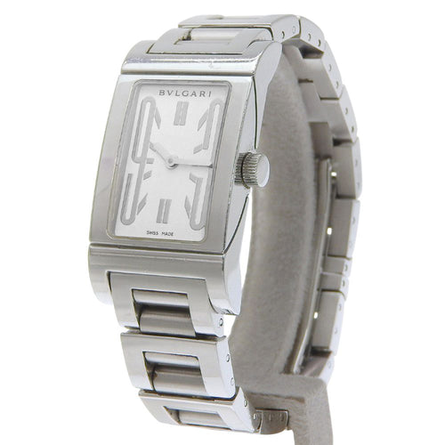 Bvlgari Rettangolo Stainless Steel Silver Quartz Analog Display White Dial Watch — view 2