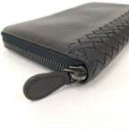 Bottega Veneta Wallet Intrecciato Shiny Karung Leather Black — view 4