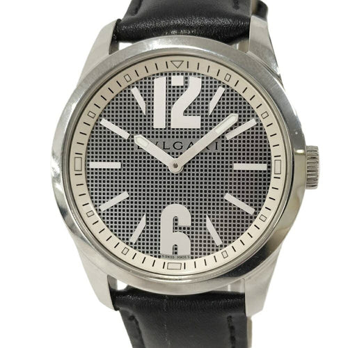 Bvlgari Watch Solo Tempo SS Leather External Quartz Silver Dial