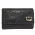 Gucci 6 Key Case Guccissima Interlocking GG Pattern Leather Black Key Holder