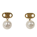 Celine Earrings Triomphe Faux Pearl Gold Plated