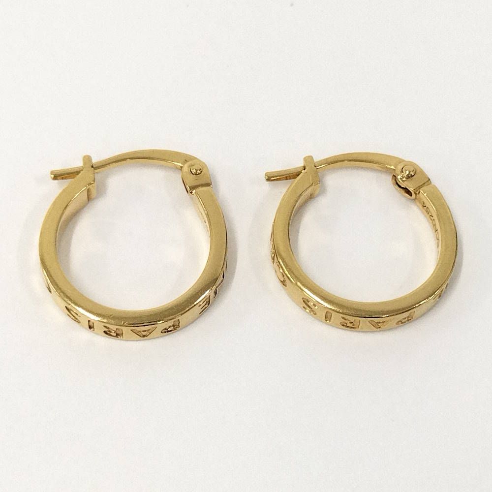 Celine Earrings Hoop Logo Plated Gold — view 5