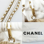 Chanel Ten 22 Mini 2-Way Shoulder Bag White Gold Shiny Calf Quilted — view 8