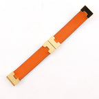 Hermes Roulis Reversible Leather Gold Plated Black Orange Bracelet — view 6