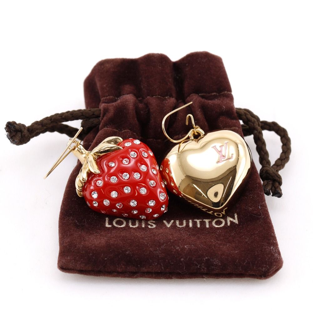 Louis Vuitton Boucle D'reil Frais Strawberry Resin Rhinestone Pink Earrings — view 8