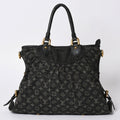 Louis Vuitton Handbag Monogram Denim Neo Cabby GM Black Leather Gold