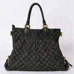 Louis Vuitton Handbag Monogram Denim Neo Cabby GM Black Leather Gold — view 2