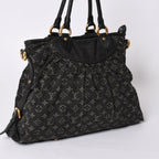 Louis Vuitton Handbag Monogram Denim Neo Cabby GM Black Leather Gold — view 3