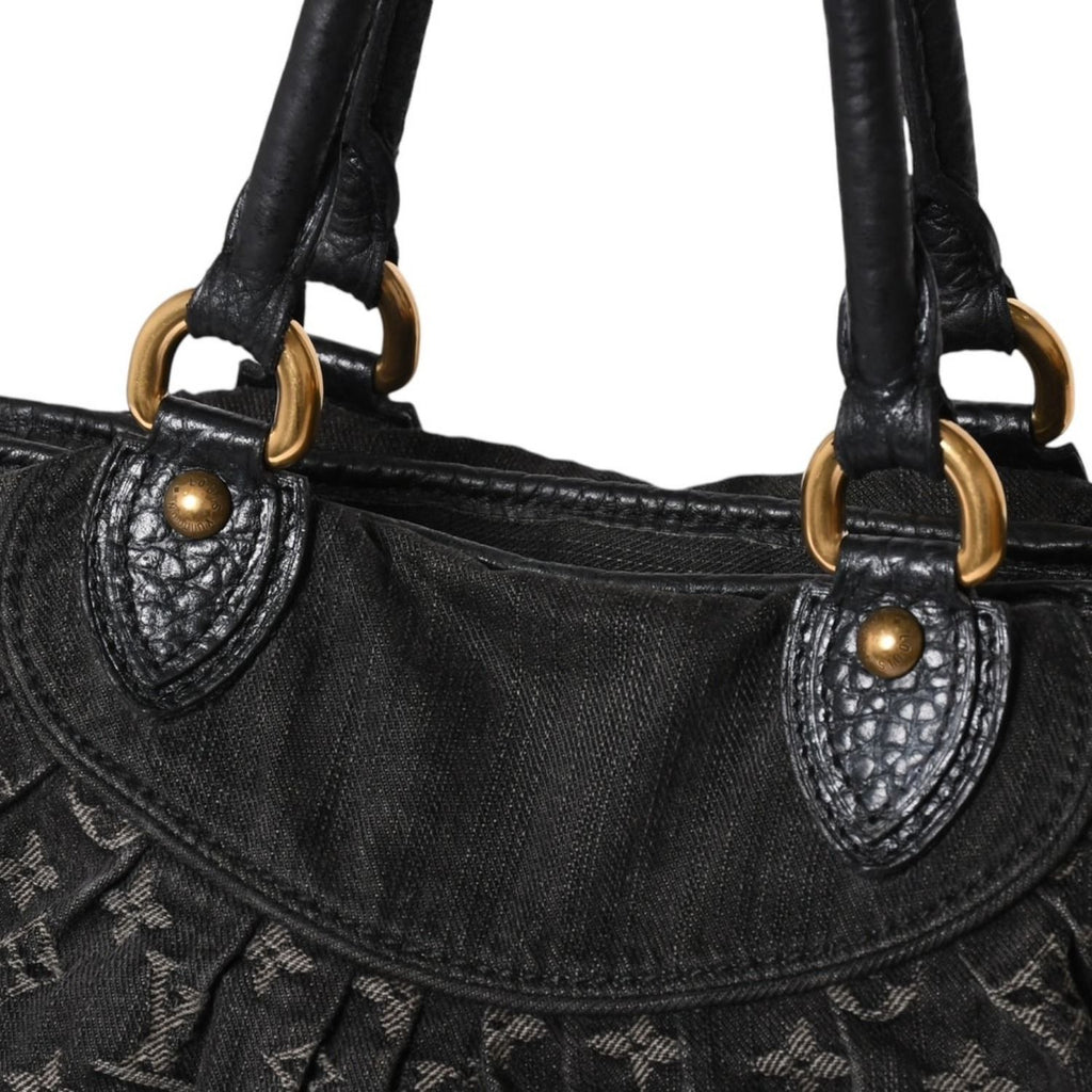 Louis Vuitton Handbag Monogram Denim Neo Cabby GM Black Leather Gold — view 6