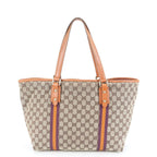 Gucci GG Canvas Sherry Line Leather Tote Shoulder Hand Brown Rem — view 3