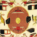 Hermes Carre 90 la Perriere Scarf Silk Beige Red — view 4