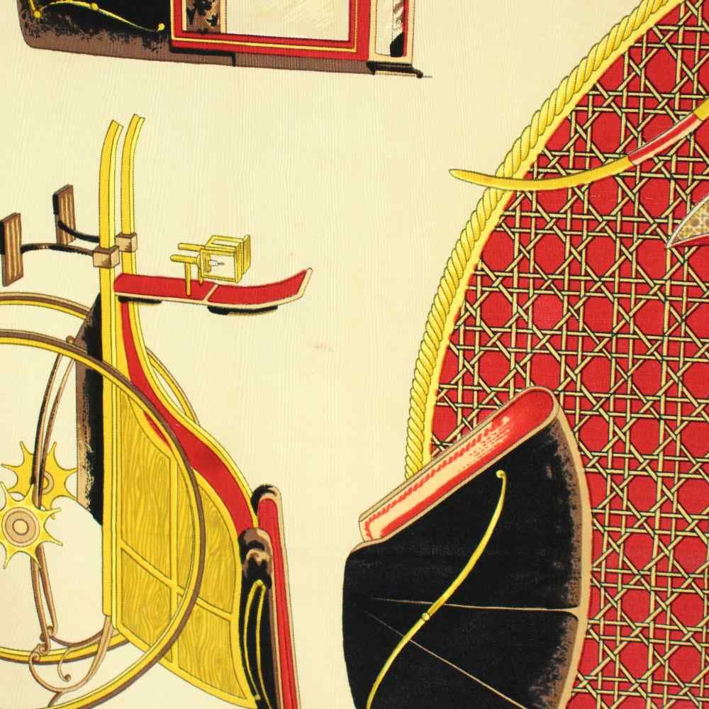 Hermes Carre 90 la Perriere Scarf Silk Beige Red — view 9