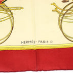 Hermes Carre 90 la Perriere Scarf Silk Beige Red — view 3