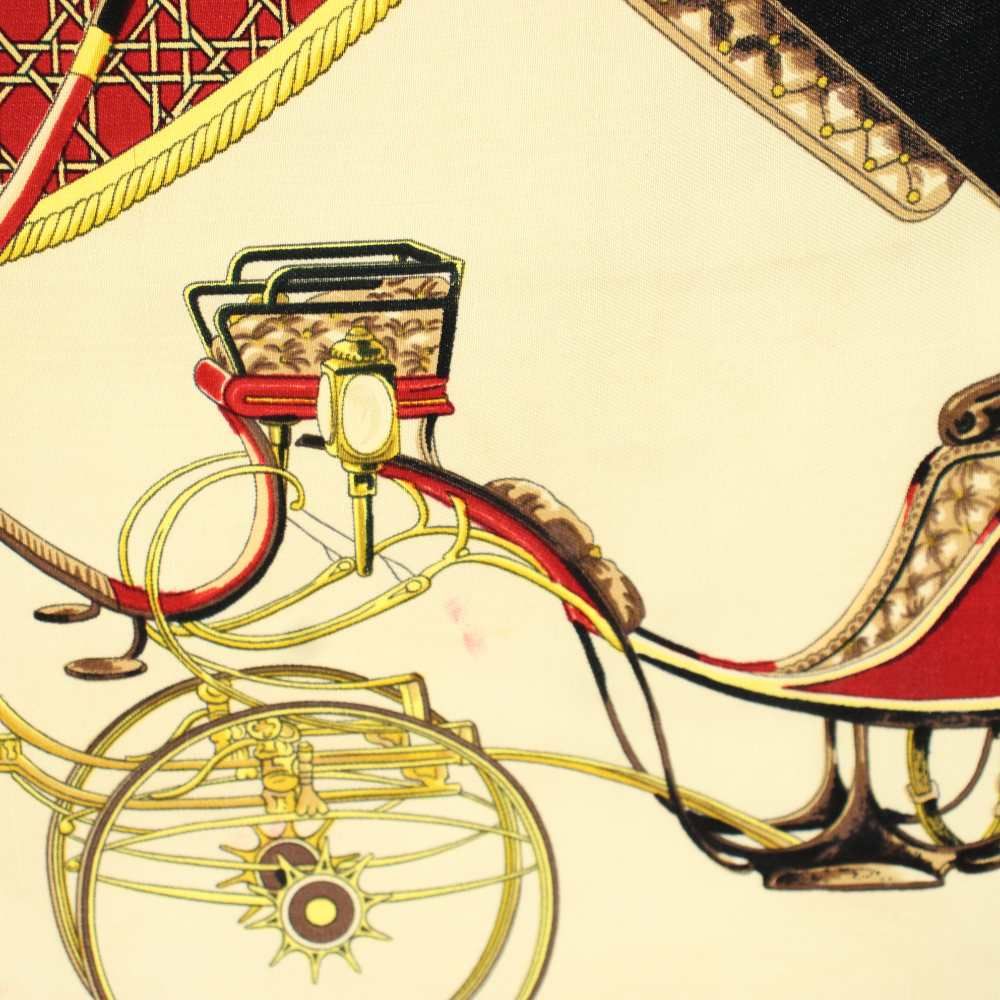Hermes Carre 90 la Perriere Scarf Silk Beige Red — view 6