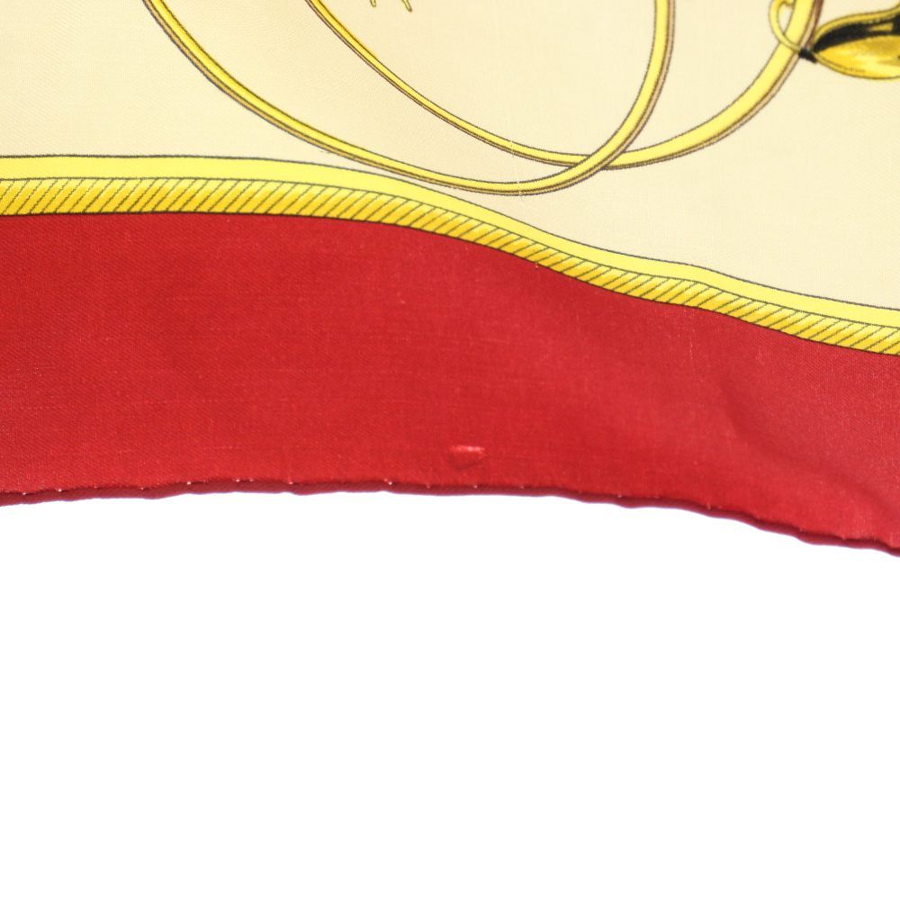 Hermes Carre 90 la Perriere Scarf Silk Beige Red — view 8