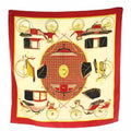 Hermes Carre 90 la Perriere Scarf Silk Beige Red