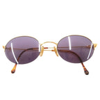 Gucci Oval Sunglasses Half Rim Tortoiseshell Log 50 Stamps 21 Gold Color Blue