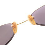 Gucci Oval Sunglasses Half Rim Tortoiseshell Log 50 Stamps 21 Gold Color Blue — view 6