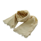 Gucci GG Pattern Shawl Fringe Wool Silk Blend White Scarf