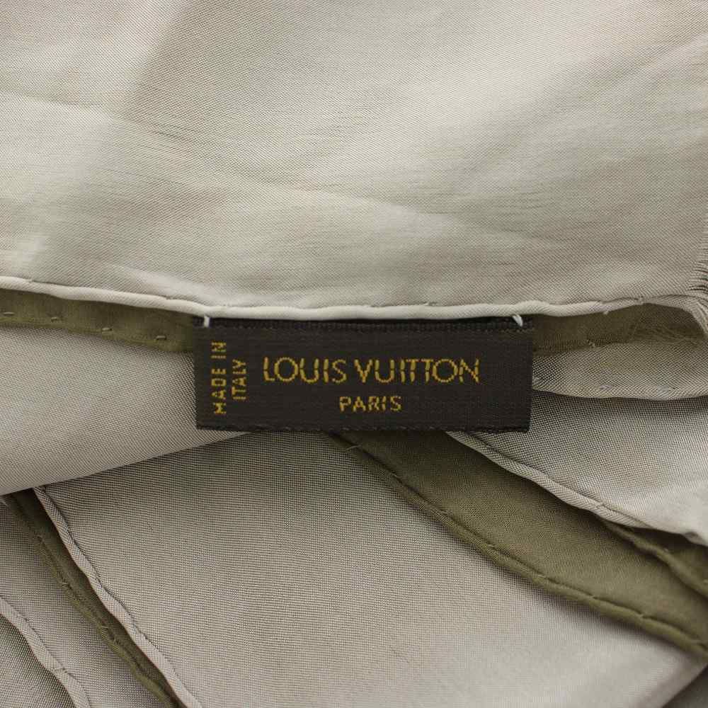 Louis Vuitton Monogram Shawl Fringe Silk Gray Scarf — view 3