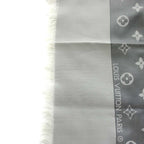Louis Vuitton Echarpe Capri Scarf Shawl Large Silk Monogram Fringe Gray — view 5