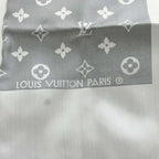 Louis Vuitton Echarpe Capri Scarf Shawl Large Silk Monogram Fringe Gray — view 4