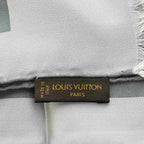 Louis Vuitton Echarpe Capri Scarf Shawl Large Silk Monogram Fringe Gray — view 3